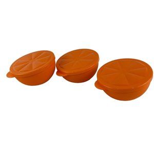 Tupperware Lime Keeper #6871 w/Seal #6872 Orange Container Lot of 3